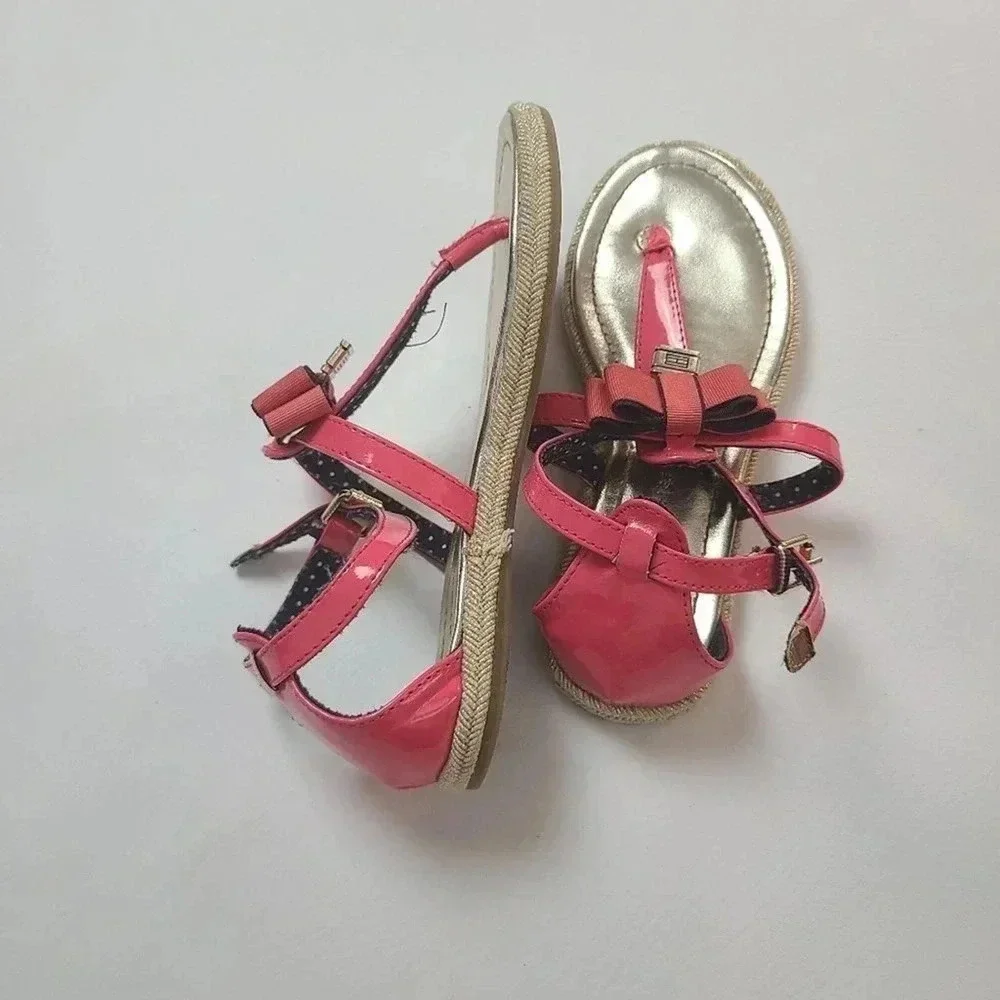 Tommy Hilfiger Pink Patent Leather Girls Sandals - 13